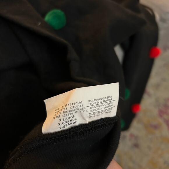 Hanes Homemade DIY Pom Pom Christmas Red Green Sweatshirt Womens Size XL - Picture 4 of 6